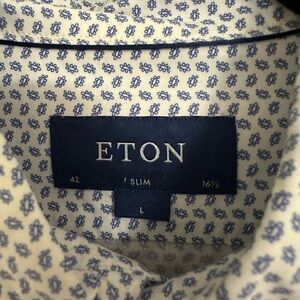 Eton Slim Fit Shirt | Blue Floral Print | Size L (16.5, 42)
